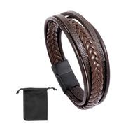 MEMOFYND Pulsera Tejida de Cuero y Piel Personalizada con Cierre Magnético para Hombre - Joyería de la Amistad con Bolsa de Almacenamiento