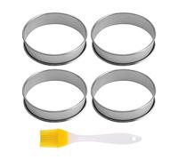 MEMOFYND título: 4 moldes de gofre y 1 cepillo de aceite, rodillos dobles, anillos para tartas, anillos de gofre ingleses de acero inoxidable, anillos de repostería de acero inoxidable, moldes para