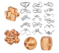 Memonotry Brain Teaser Puzzle 20 unids desbloquear juego de enclavamiento IQ prueba madera Juguetes 3D desbloqueo rompecabezas bola mágica cerebro Teaser Juguetes