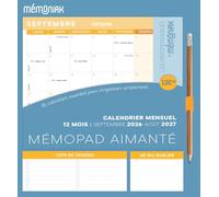 Mémopad calendrier mensuel aimanté 2027 - Mes Indispensables by Mémoniak 12 mois septembre 2026-août 2027: Calendrier mensuel 12 mois : septembre 2026-août 2027, avec 1 crayon
