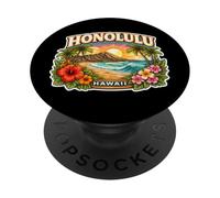 Memorabilia de Honolulu, Hawái, Ciudad de Recuerdo de la Capital del Estado PopSockets PopGrip Adhesivo