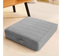 MeMoreCool Almohada Cuadrada de Suelo para Adultos y niños, cojín Grande de meditación con Espuma Gruesa y Funda Suave copetuda, Lavable, cojín Grande para Asiento de Yoga, 24 Pulgadas, Color Gris