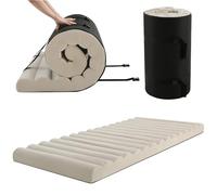 MeMoreCool Colchón de suelo enrollable, futón portátil de 10 cm de grosor, cama plegable de espuma de alta densidad, colchón firme para viajes, tienda de campaña de coche, 190 x 90 cm, beige