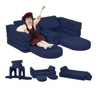 MeMoreCool Fancy - Sofá de juegos infantil de pana de 10 piezas modular para sala de juegos, juego convertible para niños pequeños, bloques de construcción de espuma para habitación infantil, color