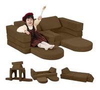 MeMoreCool Fancy - Sofá de juegos para niños de pana - 10 piezas modular para niños, sofá de pana para sala de juegos, juego de asientos convertibles para niños pequeños, bloques de construcción de