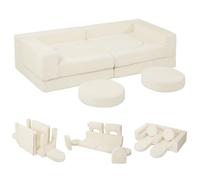 MeMoreCool Fancy - Sofá de juegos para niños de pana - 10 piezas modular para niños, sofá de pana para sala de juegos, juego de asientos convertibles para niños pequeños, bloques de construcción de