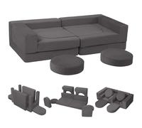 MeMoreCool Fancy - Sofá de juegos para niños de pana - 10 piezas modular para niños, sofá de pana para sala de juegos, juego de asientos convertibles para niños pequeños, bloques de construcción de