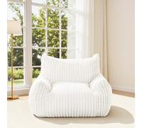 MeMoreCool Puf grande para adultos, sofá gigante de felpa suave, relleno de espuma triturada, cómodo sofá decorativo para el suelo, perfecto para sala de estar y dormitorio, 104 x 95 cm, beige