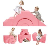 MeMoreCool - Sofá infantil 2 en 1 para niños, color rosa, con zona acogedora, plegable, con función de asiento y alargada, con funda extraíble para habitación infantil, sillón 2 en 1