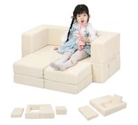 MeMoreCool Sofá infantil de pana, sofá de juegos, bloques de construcción de espuma, sofá plegable que brilla en la oscuridad, muebles de dormitorio, minisofá modular para sala de juegos, bloques de