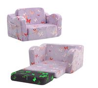 MeMoreCool Sofá infantil plegable, 2 en 1, sofá cama infantil con función de sueño, mini sofá para acomodar la habitación de los niños, sofá de juegos para niñas y niños, diseño de mariposas, color