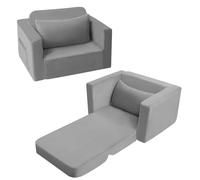 MeMoreCool Sofá infantil plegable, cómodo sofá cama para niños pequeños, sofá cama 2 en 1 para rincones acogedores, habitación infantil, minisofá con función de dormir para niños y niñas (gris)