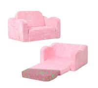 MeMoreCool Sofá infantil plegable, sofá infantil 2 en 1, sofá cama infantil, mini sofá para habitación infantil, sofá de juego para niñas y niños, color rosa