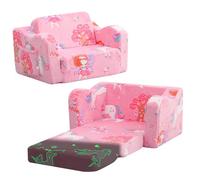 MeMoreCool Sofá para niños, silla plegable para niños pequeños, sillón plegable de felpa suave que brilla en la oscuridad, cómodo sillón reclinable para bebés para niñas y niños, hada rosa