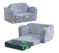 MeMoreCool Sofá para niños, silla plegable para niños, sillón plegable de felpa suave que brilla en la oscuridad, cómodo sillón reclinable para bebés para niñas y niños, cohete