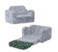 MeMoreCool Sofá Plegable para Niños, Sillón Cama de Felpa Suave que Brilla en la Oscuridad, Cómodo Sillón Reclinable para Bebés, Dinosaurio Brillante