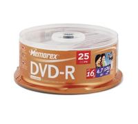 Memorex DVD-R 16x 4.7GB Paquete de 25 husillos