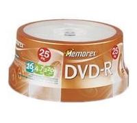 Memorex, Dvd R, 25 unidades, disco de escritura de una vez, 16 x, 4,7 GB, 2000 fotos, 120 min en modo SP