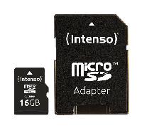 MEMORIA 16 GB MICRO MICRO SDHC INTENSO CLASE 10 + ADAPTADOR USB2.0