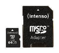 MEMORIA 64 GB MICRO MICRO SDHC INTENSO CLASE 10 + ADAPTADOR USB2.0