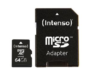 MEMORIA 64 GB MICRO MICRO SDHC INTENSO CLASE 10 + ADAPTADOR USB2.0 3413490