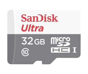 Memoria flash Sandisk Ultra SDSQUNR-032G-GN3MN 32GB MicroSDHC UHS-I 100MB/s Gris Blanco