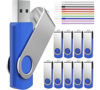Memoria USB 128 MB 10 Piezas Pen Drives - Portátil Unidad Flash USB Práctico PenDrive con 10 Unidades Cuerdas - Azul Giratoria USB 2.0 Flash Drive Pequeña Capacidad 128 MB for Conferencia by FEBNISCTE