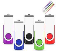 Memoria USB 2.0 de 2 GB para Almacenamiento de música y de Archivos, Lote de 5 Unidades (2.0GB), Color Multicolor