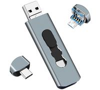 Memoria USB 3.0 64GB Unidad Flash USB 3-en-1 para Teléfonos, BorlterClamp Pendrive OTG Flash Drive con 3 Puertos (USB C/microUSB/USB 3.0) para PC, Portátil, Samsung Galaxy y Otros Teléfonos Android