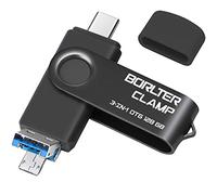Memoria USB 3.0 de 128 GB Unidad Flash 3 en 1 para Teléfonos Android, BorlterClamp Pendrive OTG Memory Stick con 3 Puertos (USB C/microUSB/USB 3.0) para Samsung Galaxy, PC y Más (Negro)