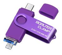 Memoria USB 3.0 de 256 GB Unidad Flash 3 en 1 para Teléfonos Android, BorlterClamp Pendrive OTG Memory Stick con 3 Puertos (USB C/microUSB/USB 3.0) para Samsung Galaxy, PC y Más (Púrpura)