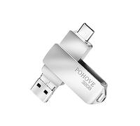 Memoria USB 32 GB Tipo C, POHOVE 3 en 1 Pendrive 32 GB USB 3.0 Impermeable USB C Flash Drive 32gb para PC/Tableta/Huawei/Xiaomi Android Transmisión Almacenamiento De Datos (Plateado)