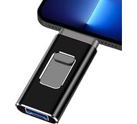 Memoria USB 4 en 1 de 256 GB, certificado MFi para iPhone, iPad, Android, PC, con copia de seguridad plug-and-play para fotos y vídeos, transferencia rápida, color rosa