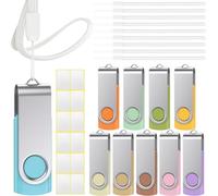 Memoria USB 4GB Pendrives 10 Piezas Uflatek USB 2.0 Giratoria Memoria Flash Morandi Multicolores 4 GB Pen Drive Portátil Pendrive Almacenamiento de Datos con Cordón y Pegatina en Blanco
