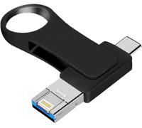 Memoria USB 512GB Portátil 4 in 1 Alta Velocidad Metal Pen Drive Photo Stick Tipo C Protección Contraseña USB Memory Stick para Smartphones/Android/PC/OTG/Tabletas