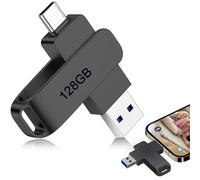 Memoria USB C 128GB Pendrive 2 En 1 Dual Tipo C Y USB 3.0, Pen Drive Metálico Giratorio OTG Alta Velocidad, Lápiz Fotográfico Almacenamiento Externo Compatible con iPhone 15 16 Android PC Tablet