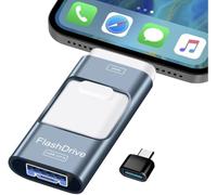 Memoria USB de 128 GB, unidad flash para iPhone 6/7/8/11/12/13/14/X/XR - Memoria fotográfica 4 en 1 de almacenamiento externo compatible con iOS/Android/Tablet/PC y dispositivos (azul, 128G)
