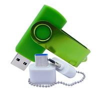 Memoria USB de 4 GB con adaptadores OTG y USB C/tipo C (verde)