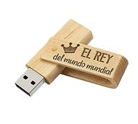 Memoria USB El Rey del Mundo Mundial - Pendrive Originales Y Divertidos para Regalar - Flashdrive De Madera 16Gb USB Regalo