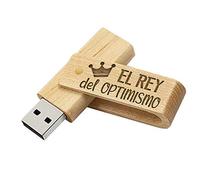 Memoria USB El Rey del Optimismo - Pendrive Originales Y Divertidos para Regalar - Flashdrive De Madera 16Gb USB Regalo