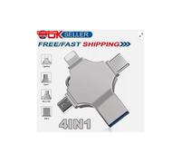 Memoria USB Flash Stick, almacenamiento externo de alta velocidad para iPhone, Samsung, Android y PC, unidad multiinterfaz 4 en 1 con un solo clic.