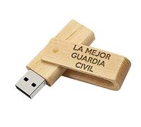 Memoria USB la Mejor Guardia Civil del Mundo - Pendrive 16GB Madera Natural Flashdrive USB Regalo