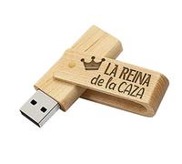 Memoria USB La Reina De La Caza - Pendrive Originales Y Divertidos para Regalar - Flashdrive De Madera 16Gb USB Regalo