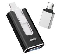 Memoria USB para iPhone 256 GB, [certificado MFI] 4 en 1 USB Stick Lightnning, Stick para iPhone compatible con iOS/Android/PC, USB 3.0 【sin aplicación】 para copias de seguridad de fotos y vídeos
