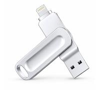 Memoria USB para iPhone 64 GB - Pendrive 3 en 1 con Adaptador Tipo C MFi Certificado Lightning USB A 3.0 y USB C Giratorio 360° de Metal para iPhone 15/16/17, iPad, Android, PC y Mac