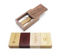Memoria USB personalizada + caja de regalo de madera maciza con grabado texto deseado corazón amor boda grabado llave memoria 32/64/128GB 3.0 Idea regalo individual (bambú, 32 GB 3,0)