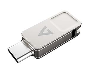 Memoria USB V7 64GB Type-C+USB 3.2GEN1 Silver