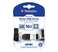 Memoria USB VERBATIM Store 'n' Go Nano - 16 GB - USB 2.0 - con adaptador Micro USB