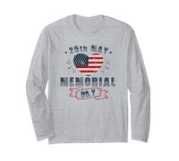 Memorial Day 25 Mayo Patriotic Heart Flag Tribute Manga Larga