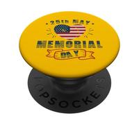 Memorial Day 25 Mayo Patriotic Heart Flag Tribute PopSockets PopGrip Adhesivo